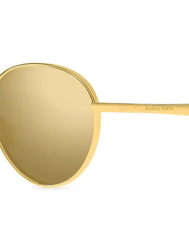Bottega Veneta Women's Fin Mirrored 50MM Round Metal Sunglasses | Thumbnail 3 Bottega Veneta Women's Fin Mirrored 50MM Round Metal Sunglasses | Thumbnail 3