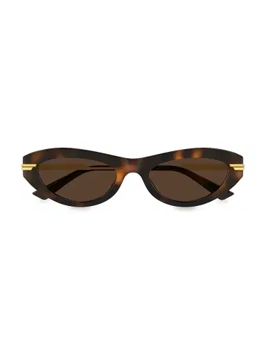 Bottega Veneta Women's Combi 53MM Oval Sunglasses - Gold Havana Brown | Thumbnail 2 Bottega Veneta Women's Combi 53MM Oval Sunglasses - Gold Havana Brown | Thumbnail 2