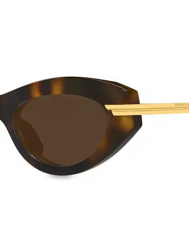 Bottega Veneta Women's Combi 53MM Oval Sunglasses - Gold Havana Brown | Thumbnail 3 Bottega Veneta Women's Combi 53MM Oval Sunglasses - Gold Havana Brown | Thumbnail 3