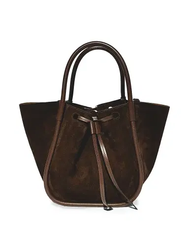 Proenza Schouler Women's Small Ruched Suede Tote Bag - Chocolate | Thumbnail 1 Proenza Schouler Women's Small Ruched Suede Tote Bag - Chocolate | Thumbnail 1