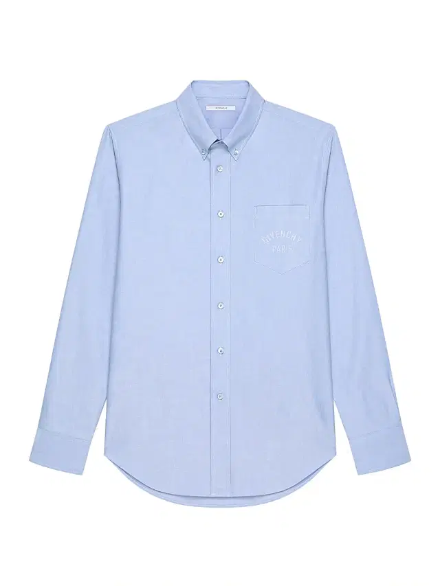 Men's Shirt in Cotton with Paris Embroidery - Baby Blue Men's Shirt in Cotton with Paris Embroidery - Baby Blue