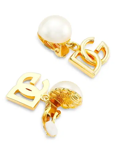 Dolce & Gabbana Women's Gold-Plated & Plexiglass Faux Pearl Clip-On Drop Earrings - Gold | Thumbnail 3 Dolce & Gabbana Women's Gold-Plated & Plexiglass Faux Pearl Clip-On Drop Earrings - Gold | Thumbnail 3