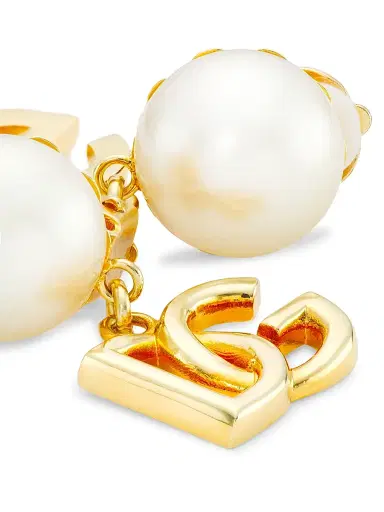 Dolce & Gabbana Women's Gold-Plated & Plexiglass Faux Pearl Clip-On Drop Earrings - Gold | Thumbnail 4 Dolce & Gabbana Women's Gold-Plated & Plexiglass Faux Pearl Clip-On Drop Earrings - Gold | Thumbnail 4