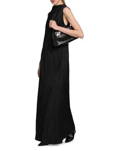 Jil Sander Women's Crinkle Satin Sleeveless Maxi Dress - Black | Thumbnail 2 Jil Sander Women's Crinkle Satin Sleeveless Maxi Dress - Black | Thumbnail 2