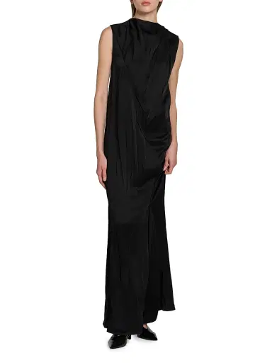 Jil Sander Women's Crinkle Satin Sleeveless Maxi Dress - Black | Thumbnail 3 Jil Sander Women's Crinkle Satin Sleeveless Maxi Dress - Black | Thumbnail 3