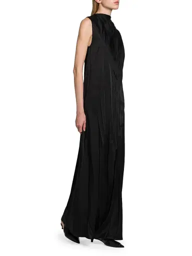 Jil Sander Women's Crinkle Satin Sleeveless Maxi Dress - Black | Thumbnail 4 Jil Sander Women's Crinkle Satin Sleeveless Maxi Dress - Black | Thumbnail 4