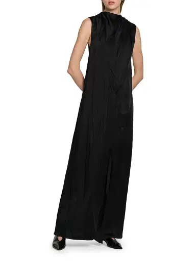 Jil Sander Women's Crinkle Satin Sleeveless Maxi Dress - Black | Thumbnail 6 Jil Sander Women's Crinkle Satin Sleeveless Maxi Dress - Black | Thumbnail 6