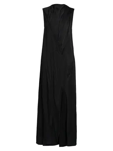 Jil Sander Women's Crinkle Satin Sleeveless Maxi Dress - Black | Thumbnail 1 Jil Sander Women's Crinkle Satin Sleeveless Maxi Dress - Black | Thumbnail 1