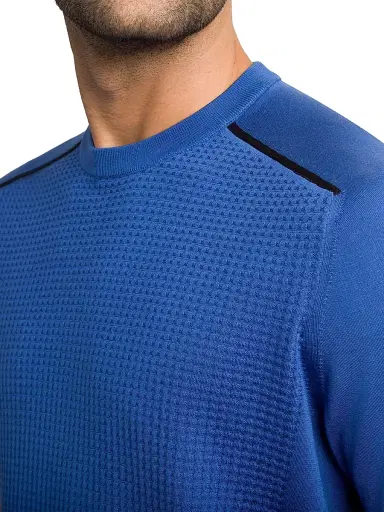 Stefano Ricci Men's Silk and Cotton Knit Crewneck Sweater - Blue | Thumbnail 4 Stefano Ricci Men's Silk and Cotton Knit Crewneck Sweater - Blue | Thumbnail 4
