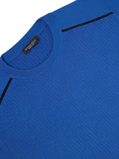 Stefano Ricci Men's Silk and Cotton Knit Crewneck Sweater - Blue | Thumbnail 6 Stefano Ricci Men's Silk and Cotton Knit Crewneck Sweater - Blue | Thumbnail 6