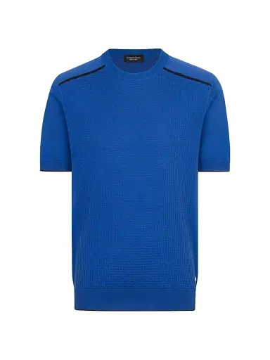 Stefano Ricci Men's Silk and Cotton Knit Crewneck Sweater - Blue | Thumbnail 1 Stefano Ricci Men's Silk and Cotton Knit Crewneck Sweater - Blue | Thumbnail 1