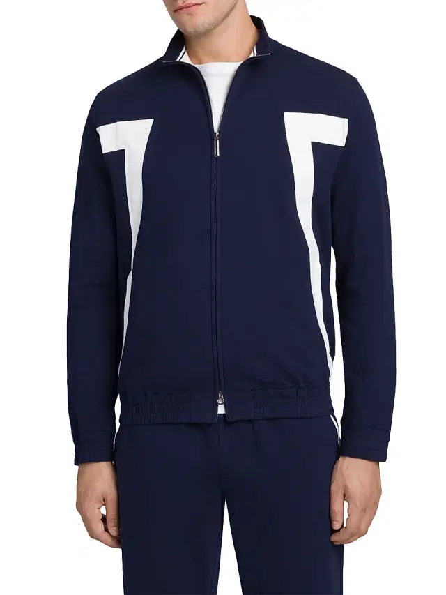 Men's Cotton Blend Jogging Blouson Sweater - Blue Men's Cotton Blend Jogging Blouson Sweater - Blue