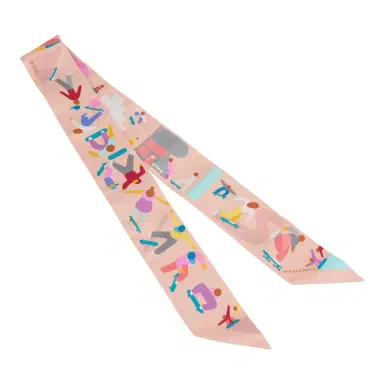HERMÈS Hermes "Figures Libres" Rose Poudre and Blue Multi Silk Twilly Pair | Thumbnail 2 HERMÈS Hermes "Figures Libres" Rose Poudre and Blue Multi Silk Twilly Pair | Thumbnail 2
