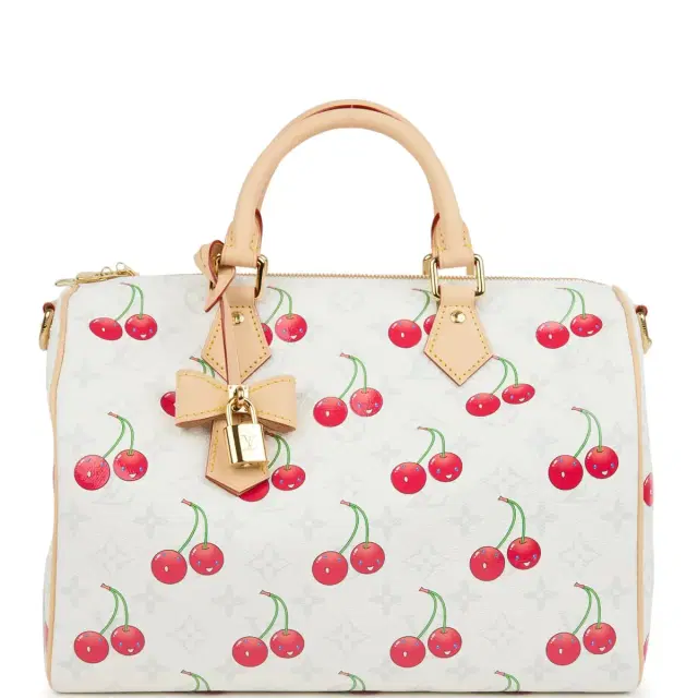 Louis Vuitton X Takashi Murakami Soft Speedy Bandouliere 30 Cherry White Monogram Gold Hardware Louis Vuitton X Takashi Murakami Soft Speedy Bandouliere 30 Cherry White Monogram Gold Hardware
