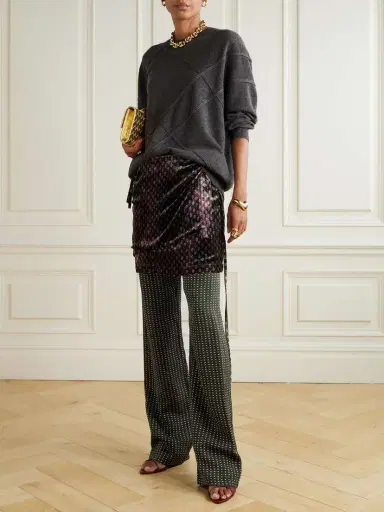 Dries Van Noten Printed Layered Velvet And Jacquard Wide-leg Pants | Thumbnail 2 Dries Van Noten Printed Layered Velvet And Jacquard Wide-leg Pants | Thumbnail 2