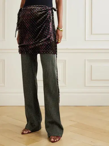 Dries Van Noten Printed Layered Velvet And Jacquard Wide-leg Pants | Thumbnail 3 Dries Van Noten Printed Layered Velvet And Jacquard Wide-leg Pants | Thumbnail 3