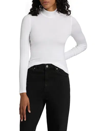 Frame Women's Fine Rib-Knit Turtleneck - White - Size XL | Thumbnail 3 Frame Women's Fine Rib-Knit Turtleneck - White - Size XL | Thumbnail 3