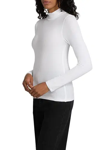 Frame Women's Fine Rib-Knit Turtleneck - White - Size XL | Thumbnail 4 Frame Women's Fine Rib-Knit Turtleneck - White - Size XL | Thumbnail 4