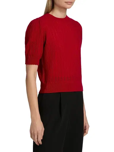Frame Women's Ladder Pointelle Cashmere Short-Sleeve Sweater | Thumbnail 4 Frame Women's Ladder Pointelle Cashmere Short-Sleeve Sweater | Thumbnail 4