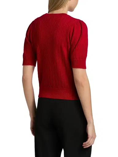Frame Women's Ladder Pointelle Cashmere Short-Sleeve Sweater | Thumbnail 5 Frame Women's Ladder Pointelle Cashmere Short-Sleeve Sweater | Thumbnail 5