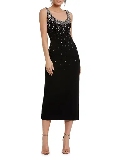 Mac Duggal Women's Beaded Jersey Midi-Dress | Thumbnail 1 Mac Duggal Women's Beaded Jersey Midi-Dress | Thumbnail 1