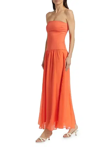 Cami NYC Women's Bari Strapless Midi-Dress - Clementine | Thumbnail 2 Cami NYC Women's Bari Strapless Midi-Dress - Clementine | Thumbnail 2