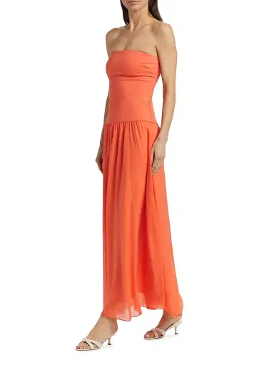 Cami NYC Women's Bari Strapless Midi-Dress - Clementine | Thumbnail 4 Cami NYC Women's Bari Strapless Midi-Dress - Clementine | Thumbnail 4
