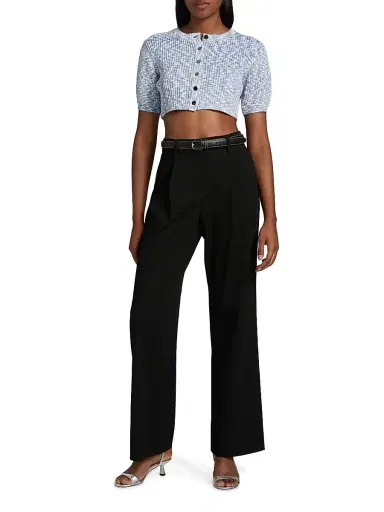 Toccin Women's Christy Cropped Short-Sleeve Cardigan - Azure Multi | Thumbnail 2 Toccin Women's Christy Cropped Short-Sleeve Cardigan - Azure Multi | Thumbnail 2