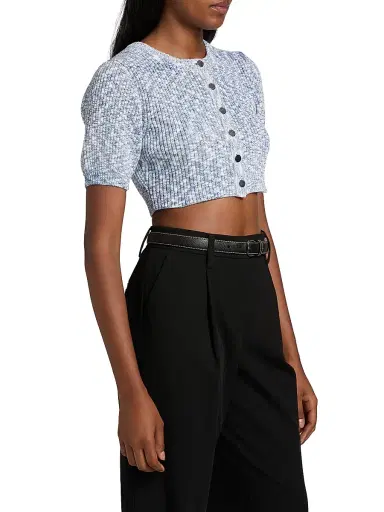 Toccin Women's Christy Cropped Short-Sleeve Cardigan - Azure Multi | Thumbnail 4 Toccin Women's Christy Cropped Short-Sleeve Cardigan - Azure Multi | Thumbnail 4