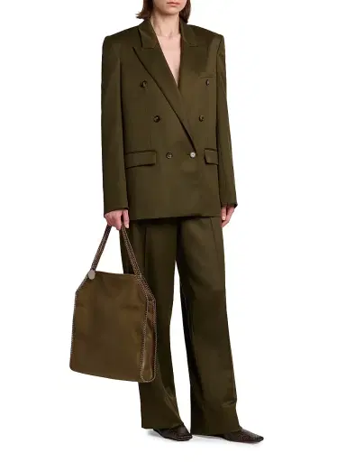Stella McCartney Women's Shiny Tailoring Loose Trousers - Khaki | Thumbnail 2 Stella McCartney Women's Shiny Tailoring Loose Trousers - Khaki | Thumbnail 2