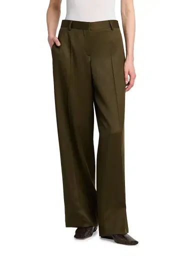 Stella McCartney Women's Shiny Tailoring Loose Trousers - Khaki | Thumbnail 3 Stella McCartney Women's Shiny Tailoring Loose Trousers - Khaki | Thumbnail 3