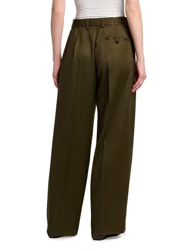 Stella McCartney Women's Shiny Tailoring Loose Trousers - Khaki | Thumbnail 5 Stella McCartney Women's Shiny Tailoring Loose Trousers - Khaki | Thumbnail 5