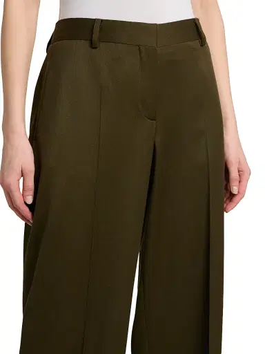 Stella McCartney Women's Shiny Tailoring Loose Trousers - Khaki | Thumbnail 6 Stella McCartney Women's Shiny Tailoring Loose Trousers - Khaki | Thumbnail 6