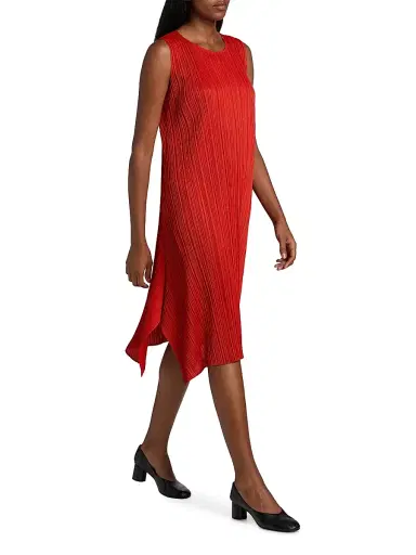 Pleats Please Issey Miyake Women's Monthly Colors: July Plissé Knee-Length Dress - Bright Red | Thumbnail 4 Pleats Please Issey Miyake Women's Monthly Colors: July Plissé Knee-Length Dress - Bright Red | Thumbnail 4