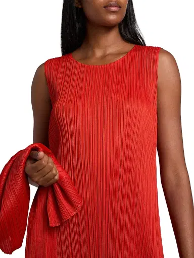 Pleats Please Issey Miyake Women's Monthly Colors: July Plissé Knee-Length Dress - Bright Red | Thumbnail 6 Pleats Please Issey Miyake Women's Monthly Colors: July Plissé Knee-Length Dress - Bright Red | Thumbnail 6