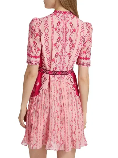 Saloni Women's Ally Floral Silk Tie-Waist Minidress - Mandevilla Border | Thumbnail 5 Saloni Women's Ally Floral Silk Tie-Waist Minidress - Mandevilla Border | Thumbnail 5