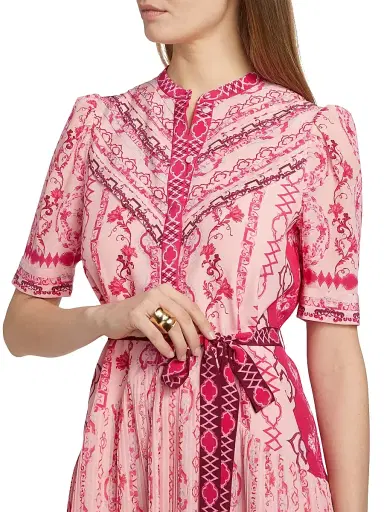 Saloni Women's Ally Floral Silk Tie-Waist Minidress - Mandevilla Border | Thumbnail 6 Saloni Women's Ally Floral Silk Tie-Waist Minidress - Mandevilla Border | Thumbnail 6