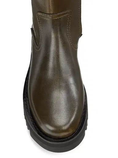 Ganni Women's Studs Crinkle Faux-Leather High Boots - Dark Olive - Size 9 | Thumbnail 4 Ganni Women's Studs Crinkle Faux-Leather High Boots - Dark Olive - Size 9 | Thumbnail 4