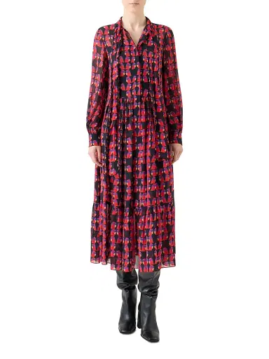 Akris punto Women's Francoise Hardy Printed Midi-Dress - Black Multicolor - Size 8 | Thumbnail 2 Akris punto Women's Francoise Hardy Printed Midi-Dress - Black Multicolor - Size 8 | Thumbnail 2
