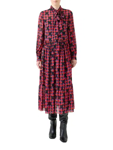 Akris punto Women's Francoise Hardy Printed Midi-Dress - Black Multicolor - Size 8 | Thumbnail 3 Akris punto Women's Francoise Hardy Printed Midi-Dress - Black Multicolor - Size 8 | Thumbnail 3