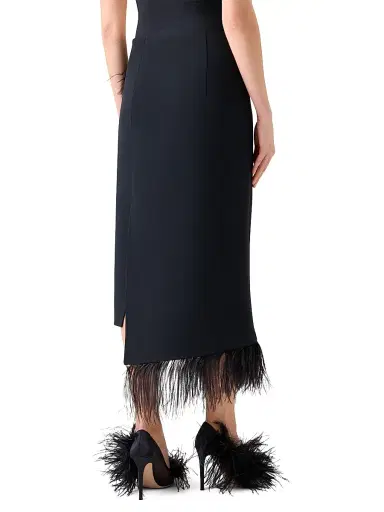 Akris Women's Asymmetric Feather-Trim Midi-Skirt - Black | Thumbnail 4 Akris Women's Asymmetric Feather-Trim Midi-Skirt - Black | Thumbnail 4