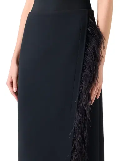 Akris Women's Asymmetric Feather-Trim Midi-Skirt - Black | Thumbnail 5 Akris Women's Asymmetric Feather-Trim Midi-Skirt - Black | Thumbnail 5