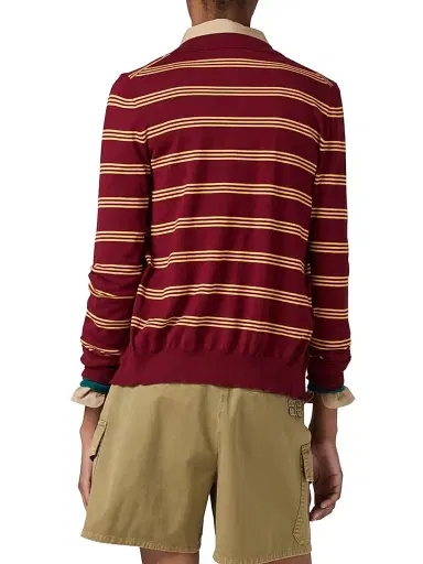 Miu Miu Women's Striped Cashmere and Silk Cardigan - Dark Red | Thumbnail 3 Miu Miu Women's Striped Cashmere and Silk Cardigan - Dark Red | Thumbnail 3