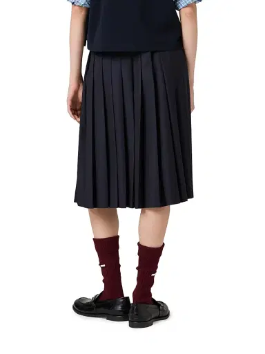 Miu Miu Women's Pleated Batavia Midi Skirt - Blue | Thumbnail 3 Miu Miu Women's Pleated Batavia Midi Skirt - Blue | Thumbnail 3