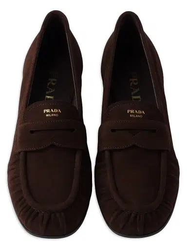 Prada Women's Suede Loafers - Brown - Size 10.5 | Thumbnail 2 Prada Women's Suede Loafers - Brown - Size 10.5 | Thumbnail 2