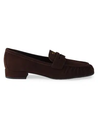 Prada Women's Suede Loafers - Brown - Size 10.5 | Thumbnail 1 Prada Women's Suede Loafers - Brown - Size 10.5 | Thumbnail 1