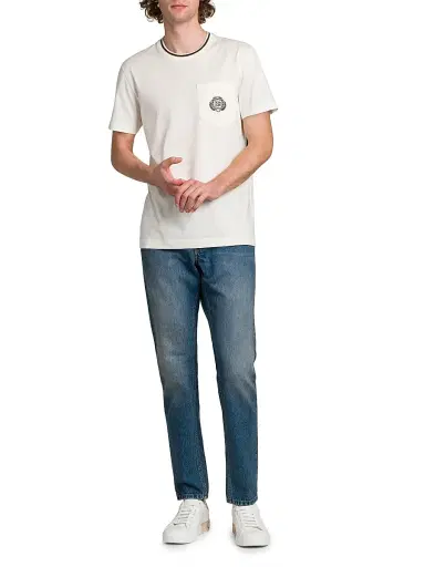 Dolce & Gabbana Men's Logo Cotton Crewneck T-Shirt - Bianco Naturale | Thumbnail 2 Dolce & Gabbana Men's Logo Cotton Crewneck T-Shirt - Bianco Naturale | Thumbnail 2
