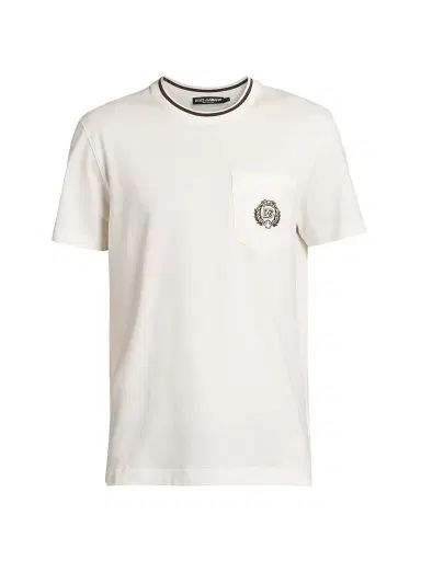 Dolce & Gabbana Men's Logo Cotton Crewneck T-Shirt - Bianco Naturale | Thumbnail 1 Dolce & Gabbana Men's Logo Cotton Crewneck T-Shirt - Bianco Naturale | Thumbnail 1