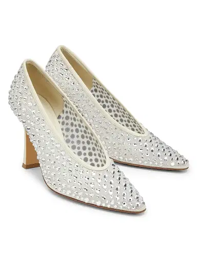 Bottega Veneta Women's Sofia 90MM Crystal-Embellished Leather Pumps - Sea Salt Crystal - Size 11 | Thumbnail 2 Bottega Veneta Women's Sofia 90MM Crystal-Embellished Leather Pumps - Sea Salt Crystal - Size 11 | Thumbnail 2