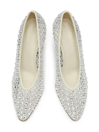 Bottega Veneta Women's Sofia 90MM Crystal-Embellished Leather Pumps - Sea Salt Crystal - Size 11 | Thumbnail 4 Bottega Veneta Women's Sofia 90MM Crystal-Embellished Leather Pumps - Sea Salt Crystal - Size 11 | Thumbnail 4